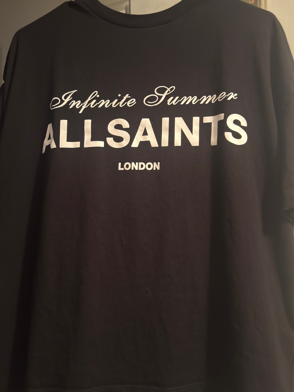All Saints Black 'Infinite Summer' Logo Tee with split open back